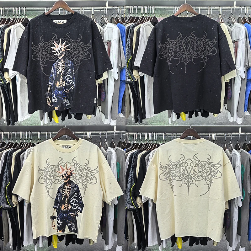 BKYS T-Shirt 2026 Summer New American Street Skull Demon Print Loose Cotton Vintage Short Sleeve T-Shirt Men Women