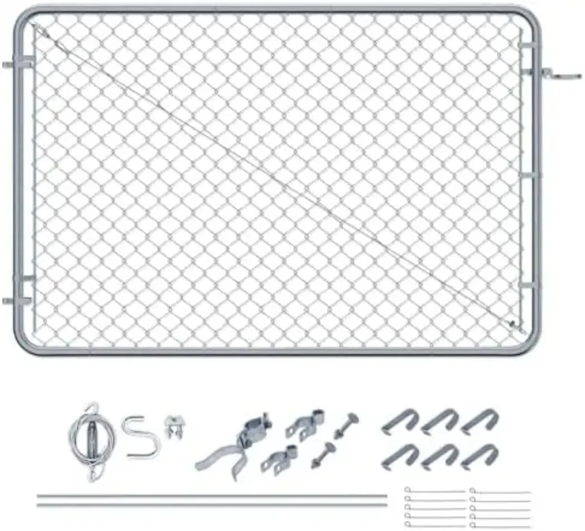 Adjust-A-Gate Chain Link Walk Gate Kit, Fits 24-72 in. Openings & Up to 4 ft., Round Corner Frame, Gray - Heavy-Duty