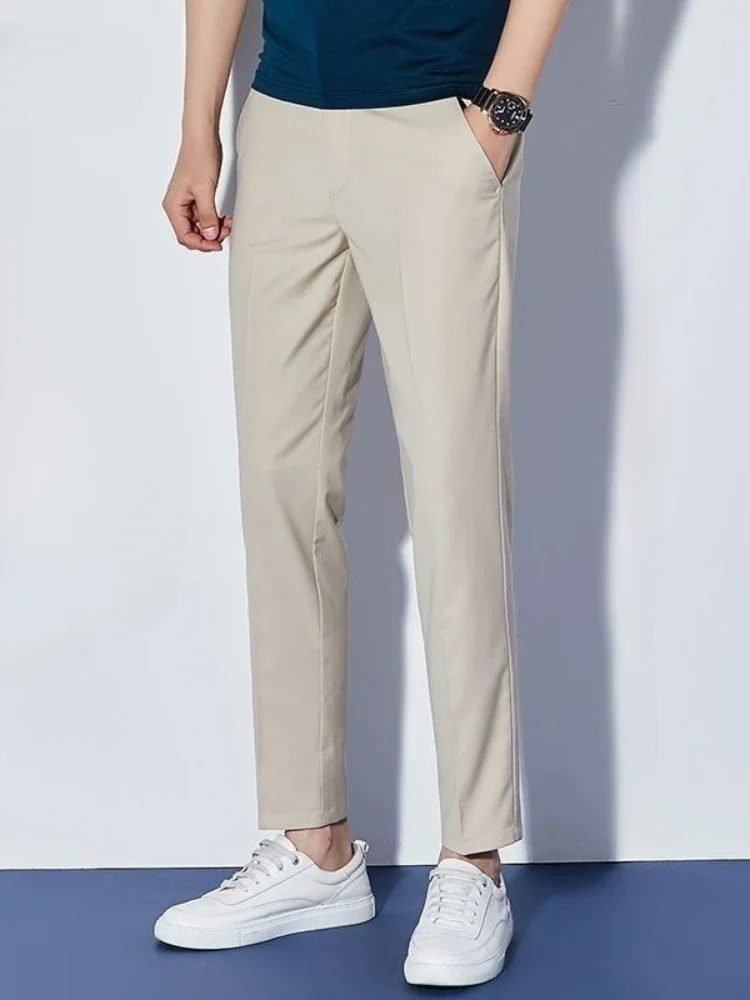 

Plus Big Size Social Tailoring Khaki Trousers for Men Slim Fit Business Man Suits Pants Tressed Luxury Fashion Spandex Slacks Up