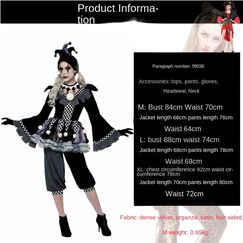 Zawaland Halloween Women Men Party Scary Circus Outfits Set Carnival Cosplay Movie Clown Dress Up Costumes sf/1