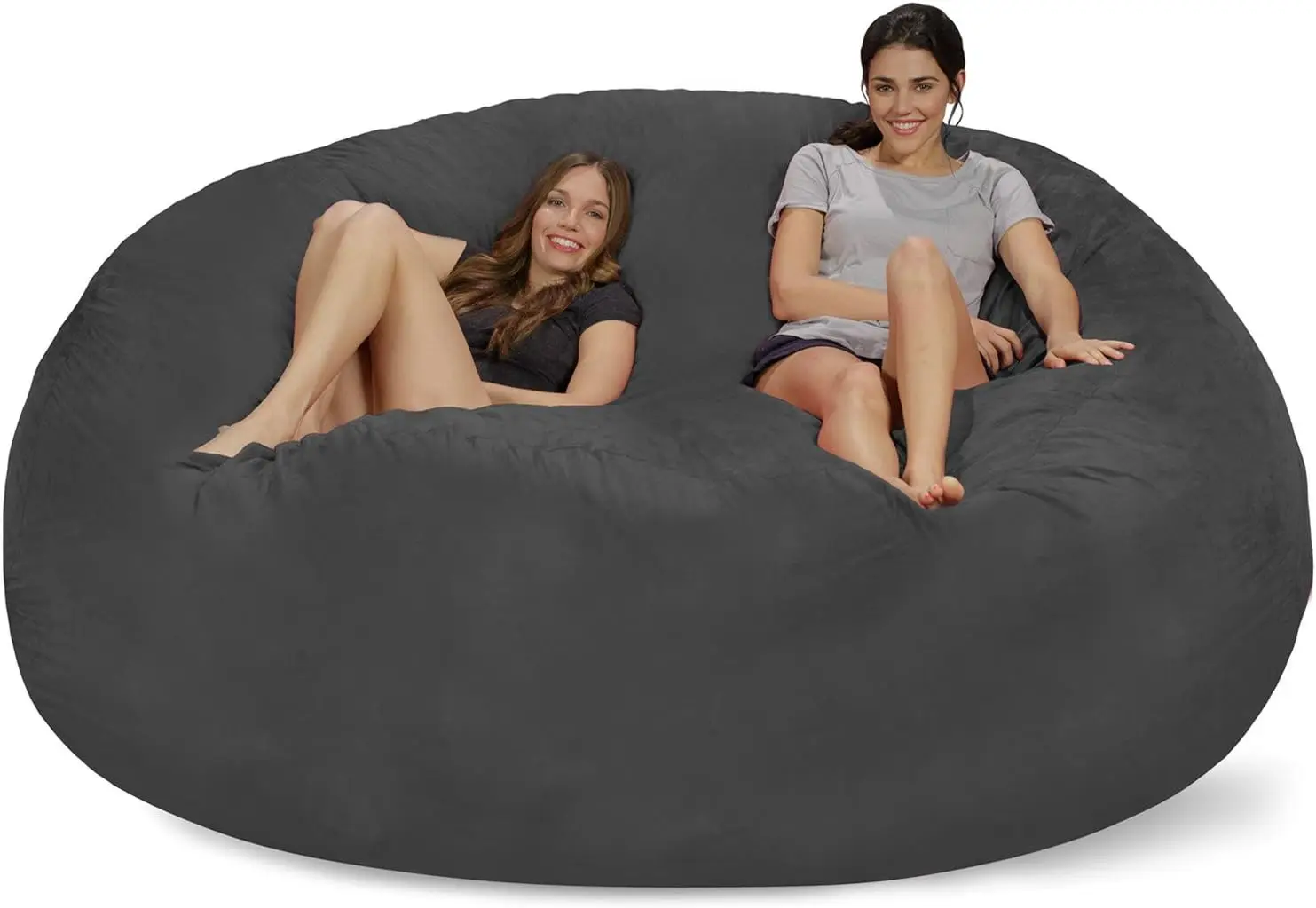 Bean Bag Chair: Giant 8' Memory Foam Furniture Bean Bag - Big Sofa with Soft Micro Fiber Cover - Charcoal