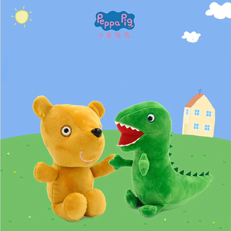Peppa pig brinquedos de pelúcia 19cm original george eddie urso mr dinossauro kawaii dos desenhos animados anime figura brinquedos de pelúcia presentes de natal