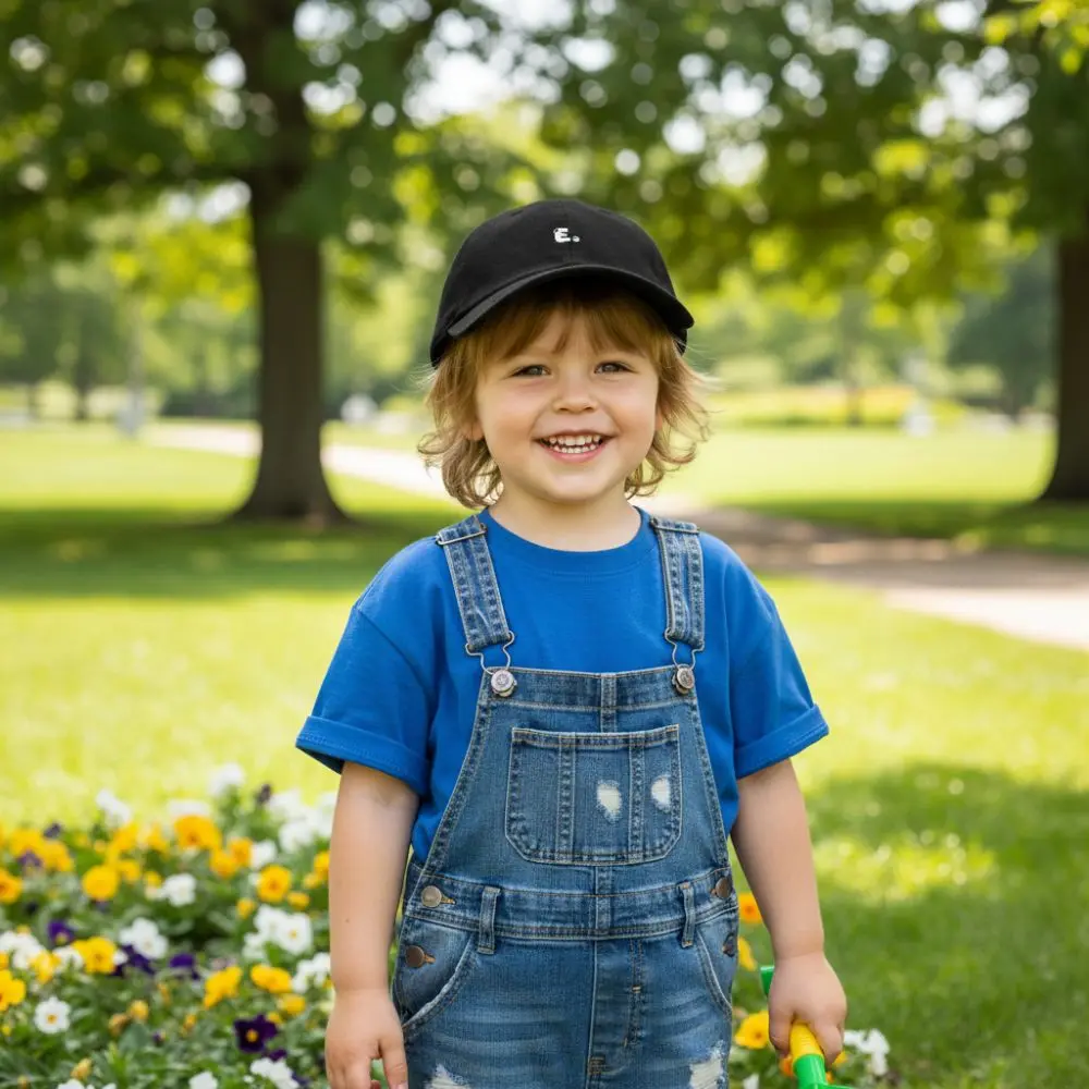 

Creative Letter Embroidered Baseball Hat Solid Color Adjustable Toddler Peaked Cap Breathable Children Visor Cap Casual Wear