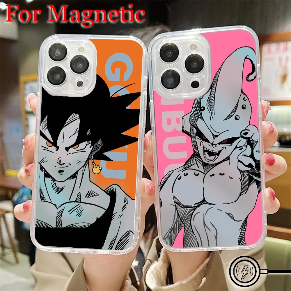 Funda Magnética para Teléfono Samsung Galaxy S25 S24 S23 S22 S21 S20 FE Edge Plus Ultra 5G, TPU Suave, Diseño de Anime Goku, Dragon Ball