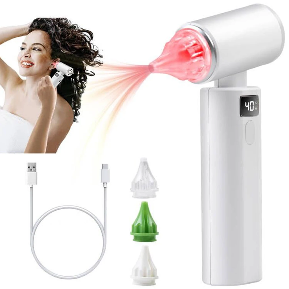 Ear Dryer with Red Light Gentle Warm Air Ear Cleaner for Swimmers Hearing Aid Users Water Remover Combat Ear Fluid Ear Dryer