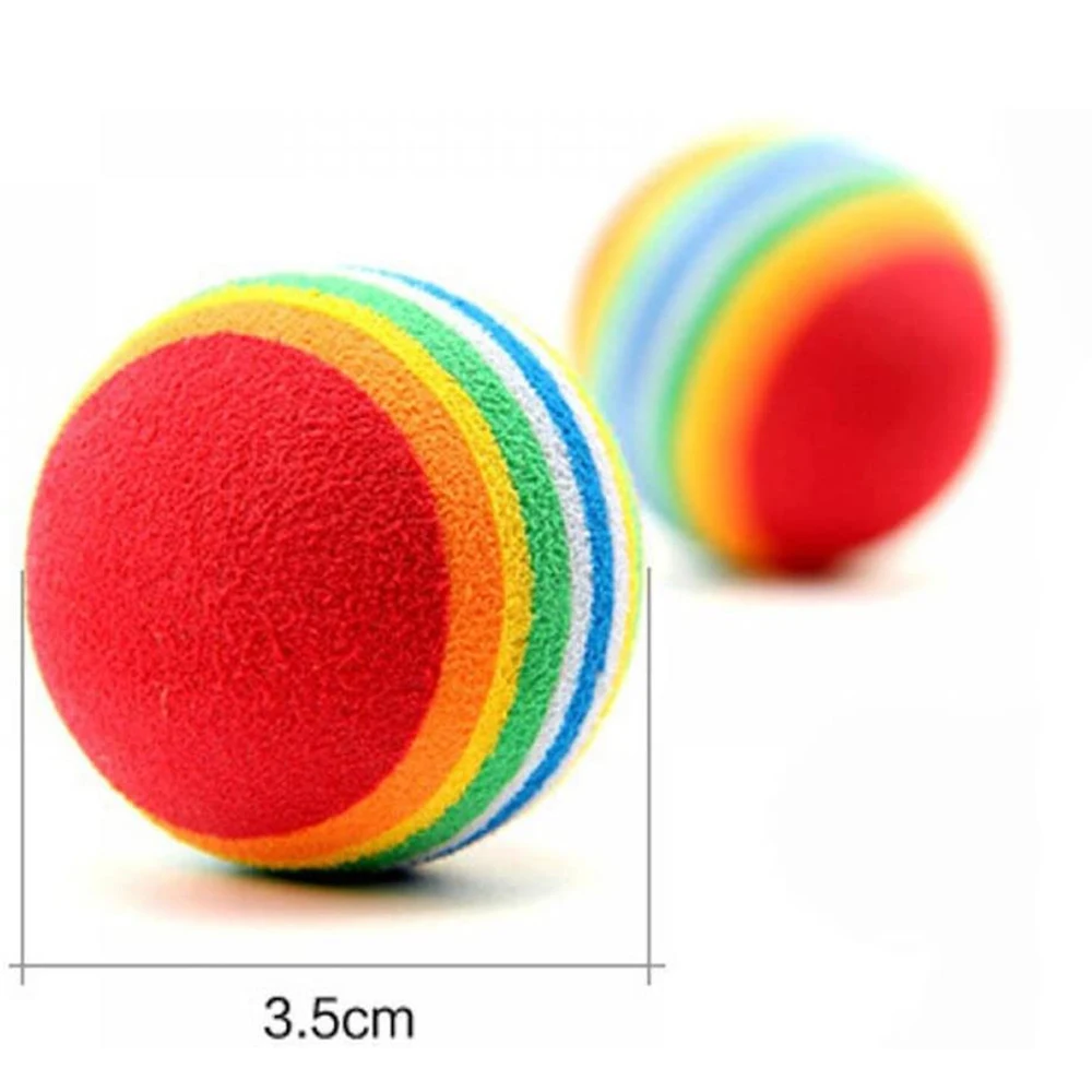 10pcs Cat Toy Balls Interactive for Indoor Cat Red Rainbow Soft EVA Foam Puppies Toy Balls Activity Chase Quiet Play Sponge Ball