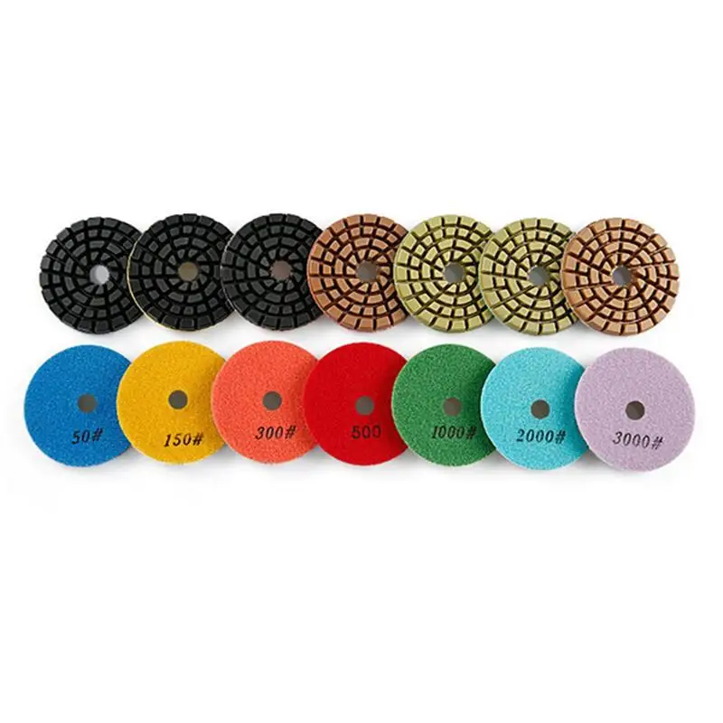 7 Stück 100mm/4 Zoll Verdickte Diamant-Bodenpolierpads, Harzgebundene Diamant-Betonschleifscheiben für Terrazzo-Stein-Renovierungspads – Detail 7