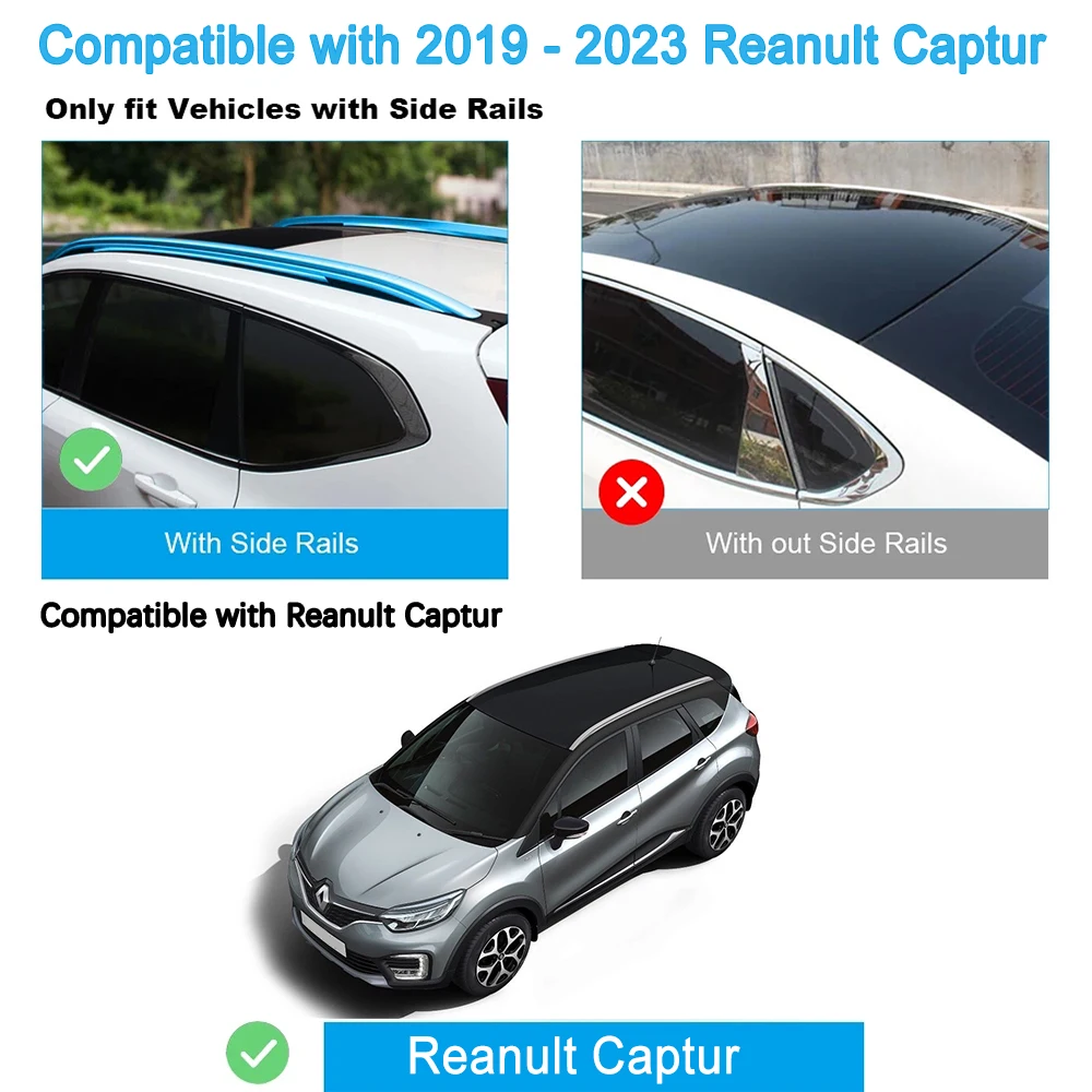 Roof Bars for Reanult Captur 2019 2020 2021 2022 2023Aluminum Alloy Side Bars Cross Rails Roof Rack Luggage