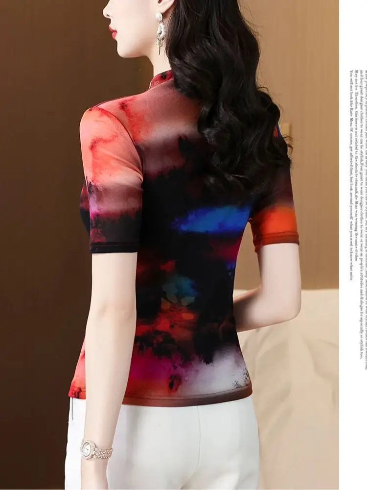 Spring Summer Summer T Shirt Women Short Sleeves Tee Shirt High Elasticity Thin Dancing T-shirt Female Top