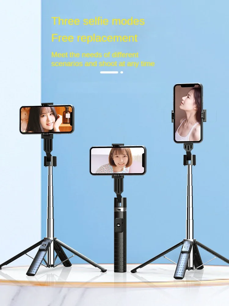 The hot-selling wireless Bluetooth selfie stick with remote control, phone bracket with 1-meter height and four-corner support.