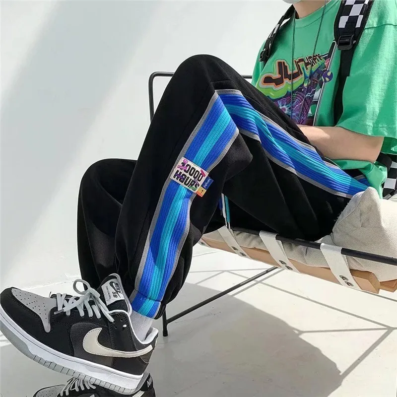 Side Color Stripes Stitching Sports Pants Spring and Autumn2023New European Station Loose Slimming and All-Matching Casual Harem