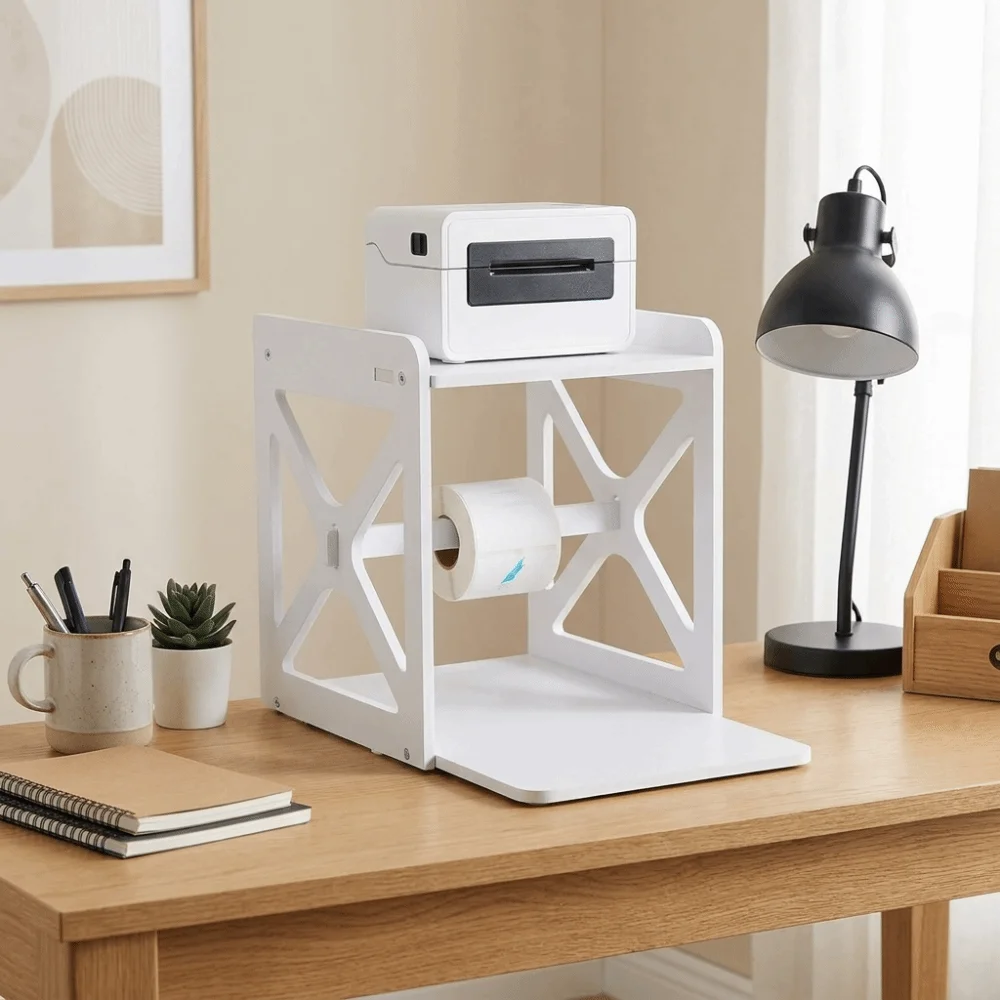 Sturdy Solid Material Multi-layer Desk Storage Organizer Layered Partition Design Stable Structure Label Printer Storage Rack