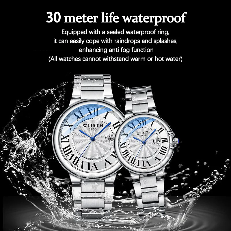 ZH195 Reloj para hombre moderno y moderno, calendarios, relojes de cuarzo resistentes al agua, relojes para parejas de negocios, relojes para hombre