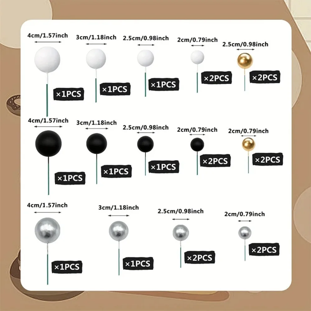 20/30 Stück Kuchenbälle Dekoration vergoldet schwarz alles Gute zum Geburtstag Schaumstoffball Kuchenaufkleber Party Muttertag Dekor DIY Hochzeitsdekoration – Detail 2