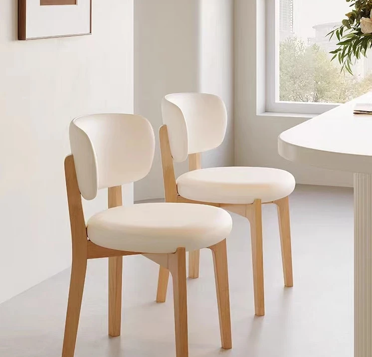 French cream style ash wood dining chair home modern minimalist dining room negotiation back chair