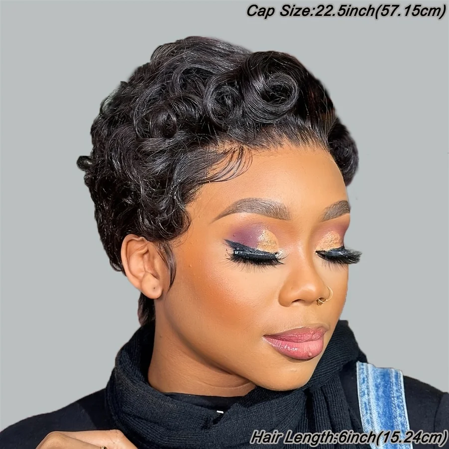 Halloween wig 13*4 frontal lace transparent human hair wigs for women short curly human hair wigs daily use natural look