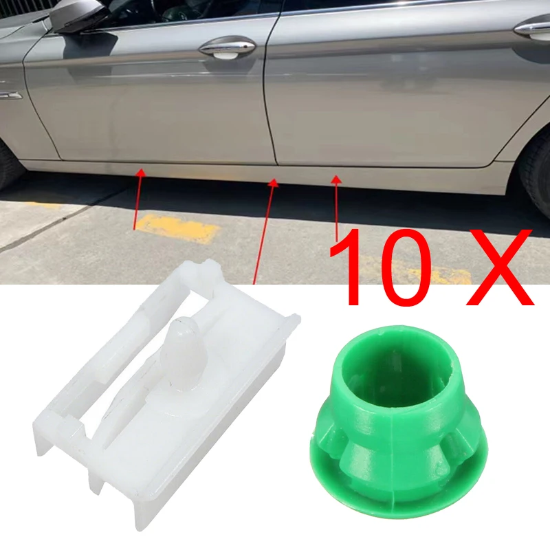 10 X Side Sill Skirt Trim Moulding Clips Grommet Plastic for Bmw 3 Series E46 Auto Parts Fastener Clip