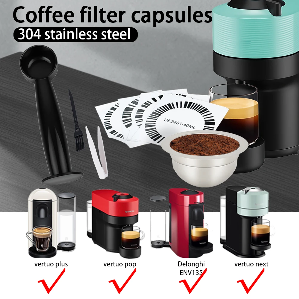 Stainless Steel Refillable Coffee Shell, Reusable Coffee Capsule Set, Universal Accessories for Home Espresso Coffee Machine