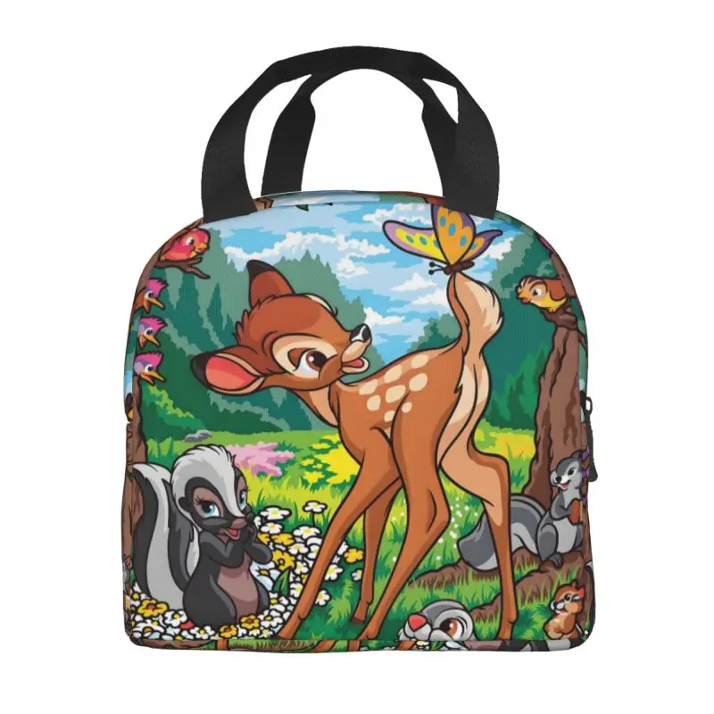 مخصص بامبي صندوق غداء قابل لإعادة الاستخدام المرأة مانعة للتسرب الطباعة الكلاسيكية الحيوان برودة الغذاء الحراري معزول حقيبة الغداء مكتب العمل #2