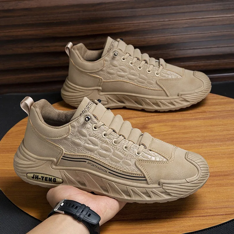 Autumn Winter Men Crocodile Leather Casual Shoes Male Walking Shoes Classic British Man Tooling Shoe Outdroo Warm Sneakers 39-48