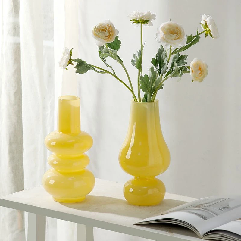 Modern Minimalist Glass Flower Vase for Living Room  Flowers Hydroponics Pink Color Home Decoration Tabletop Ornaments