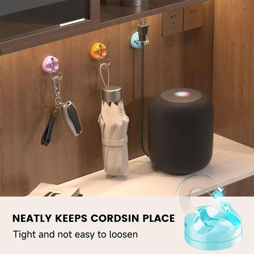 3pcs Magnetic Desktop Cable Organizer Self-Adhesive Rotatable Cable Storage Holder Multi-functional Multi-functional Hook