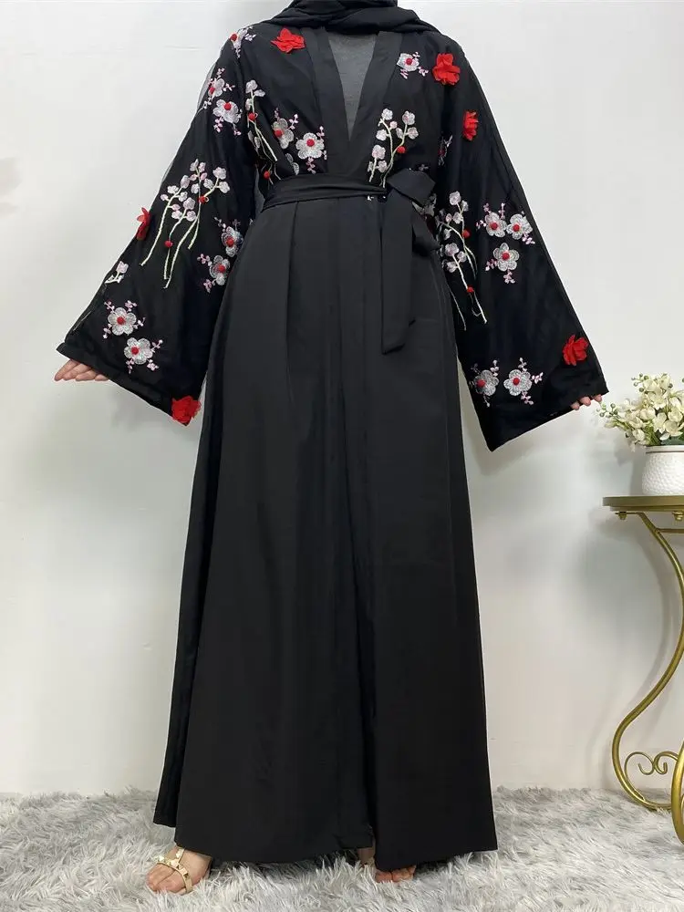 

Fashion Muslim robes appliques beading cardigan abaya dubai islamic beautiufl abayas wq163 prayer service clothing with belt