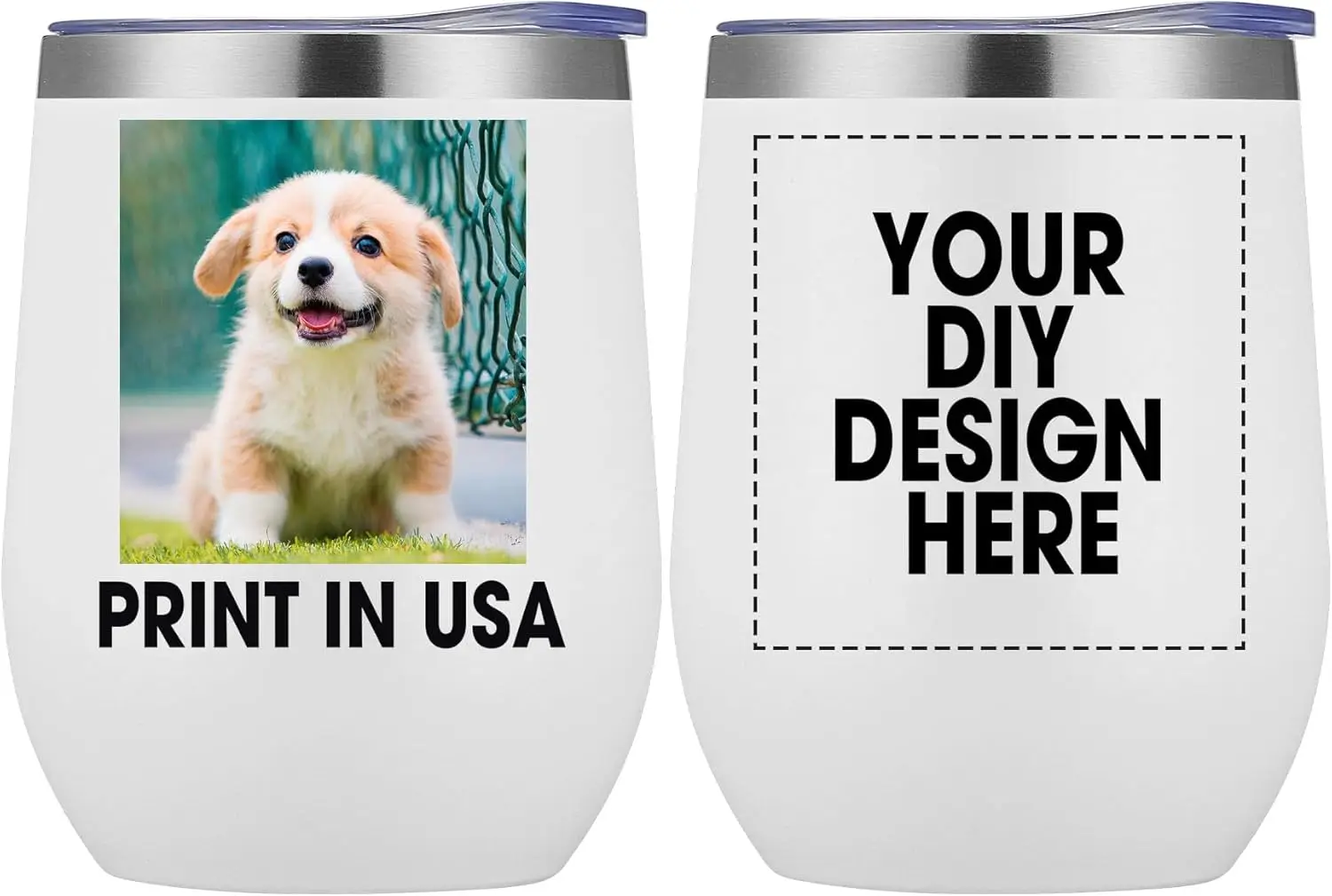 

Personalized Wine Tumbler Glasses Print in USA Stainless Steel Travel Customized Coffee Cup with Lid & Straw Double Wall Insulat