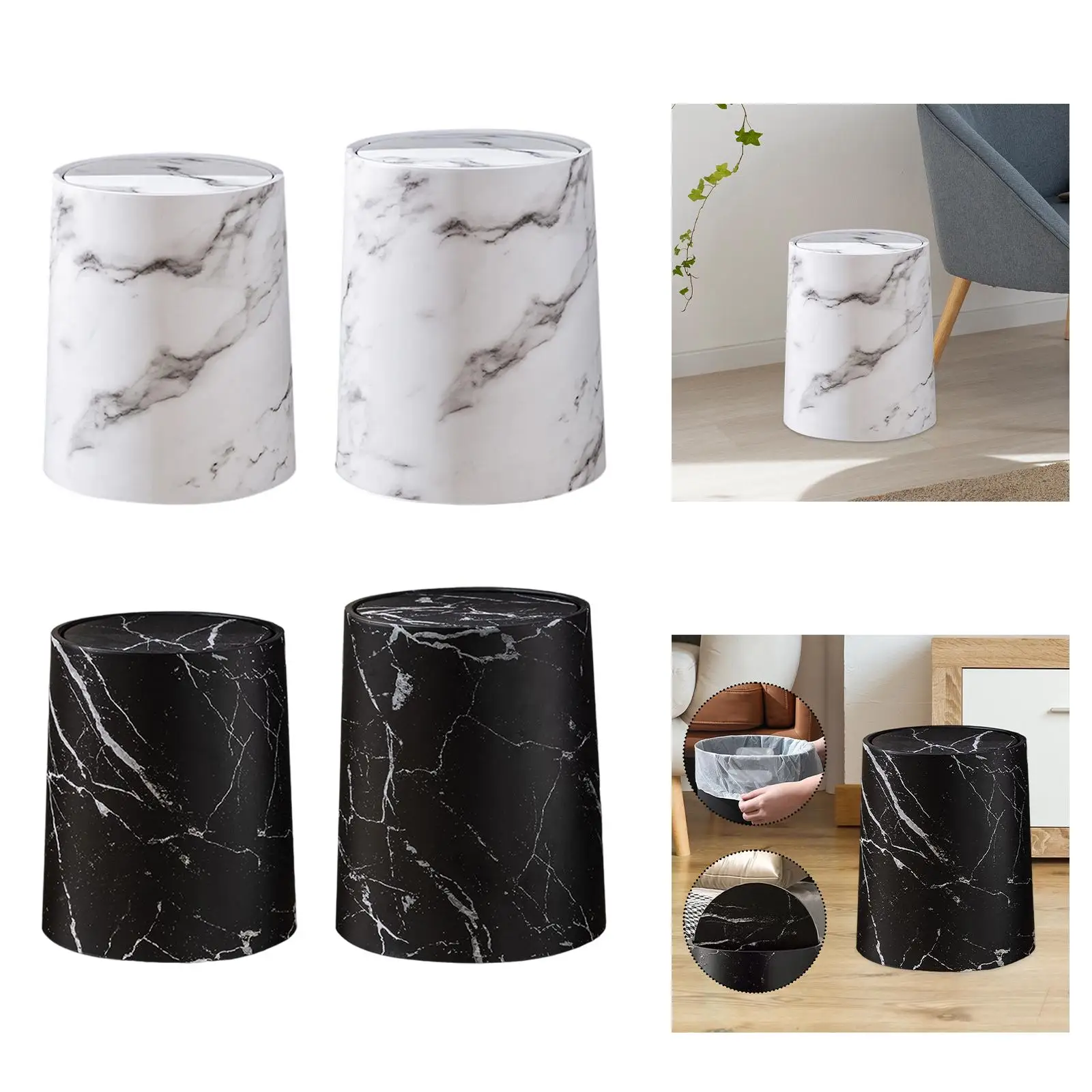 

Мусорный бак из искусственного мрамора с откидной крышкой, двухслойный, легкий, современный