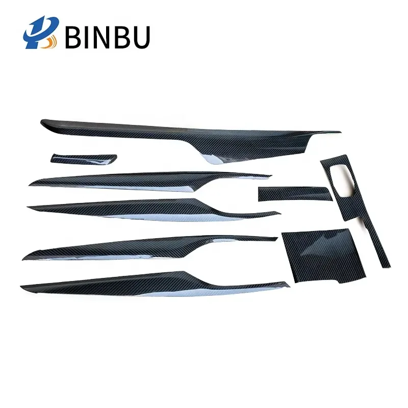 FOR BMW 5 Series G30 F90 Carbon Fiber Interior Trim Kit 6 Series GT Dry Carbon Center Control Door Trim Strip Instrument Trim