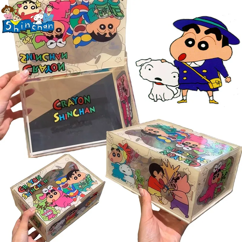 Cartoon Crayon Shin-chan Storage Box Anime Acrylic Jewelry Storage Boxes Kawaii Coins Toys Organizer Case Kids Home Accessories