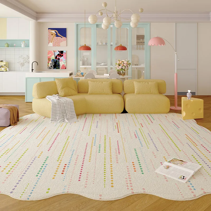 Irregular Shape Bedroom Decor Plush Carpet Dopamine Color Carpets for Living Room Thick Washable Study Floor Mat Fluffy Soft Rug