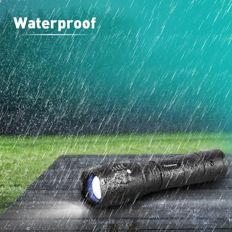 Powerful LED Flashlight 5 Lighting Modes 18650 Rechargeable Flashlights Zoomable Torch Waterproof Aluminium Alloy Flash Light