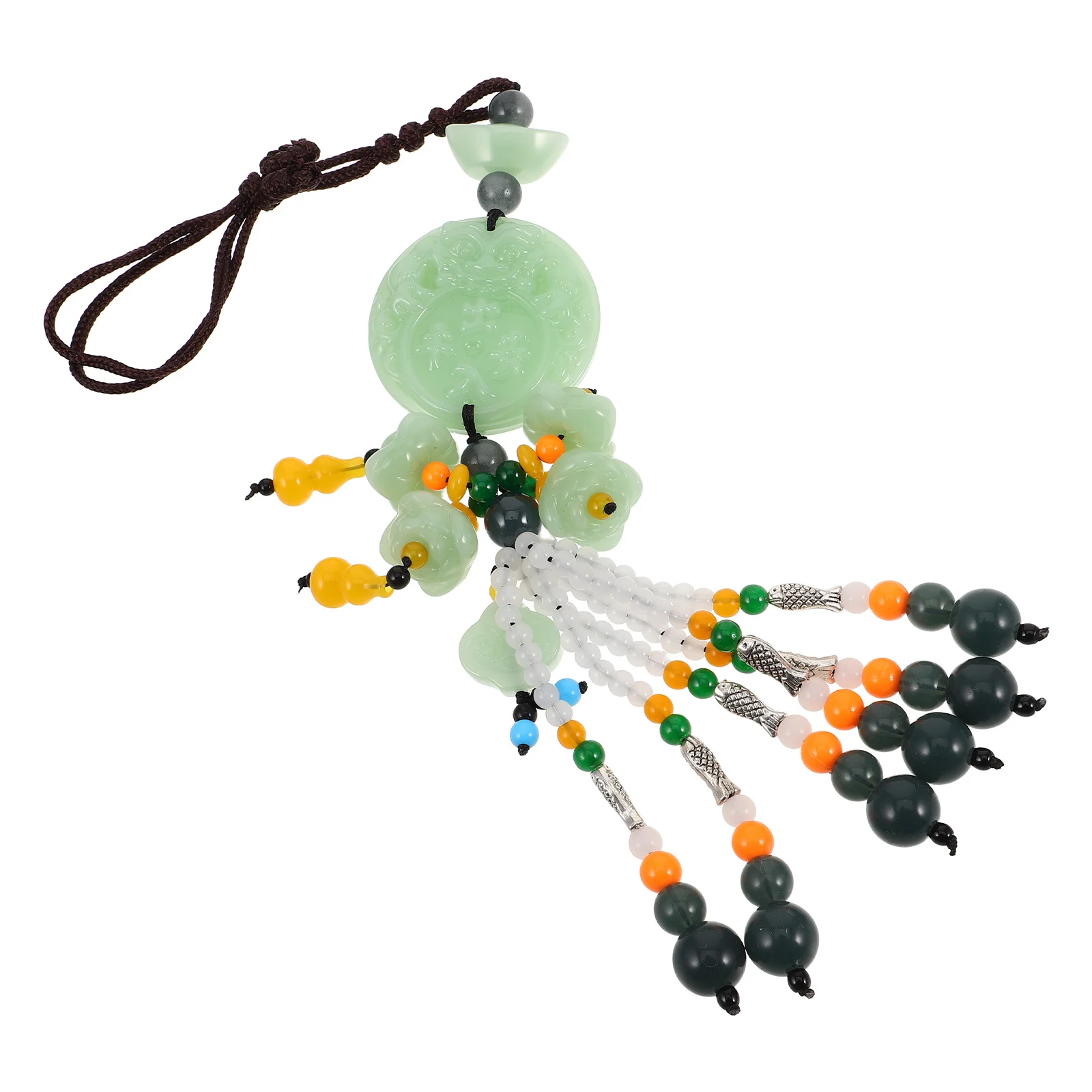 

Car Hanging Ornament Green Lotus Double Sided Lucky Charm Rear View Mirror Decorative Automotive Pendant Good Luck Safety