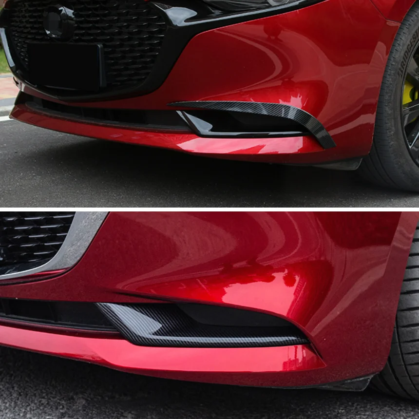 For Mazda 3 Axela 2019 2020 Exterior Accessories Carbon Fiber Look Fog Lights Lamps Eyelid Eyebrow Strip Cover Trim