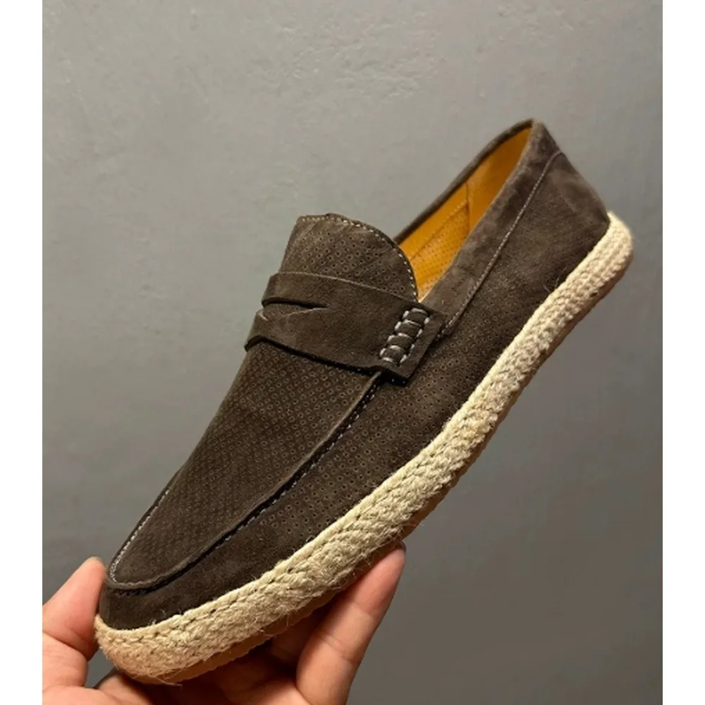 Jute Woven Slip‑On Shoes, Breathable Lightweight Footwear for Summer Casual Daily Wear