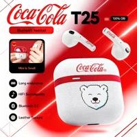 Coca - Cola T25 True Wireless Earbuds, Semi - intrauditivos Bluetooth con textura de cuero, para deportes, música y juegos