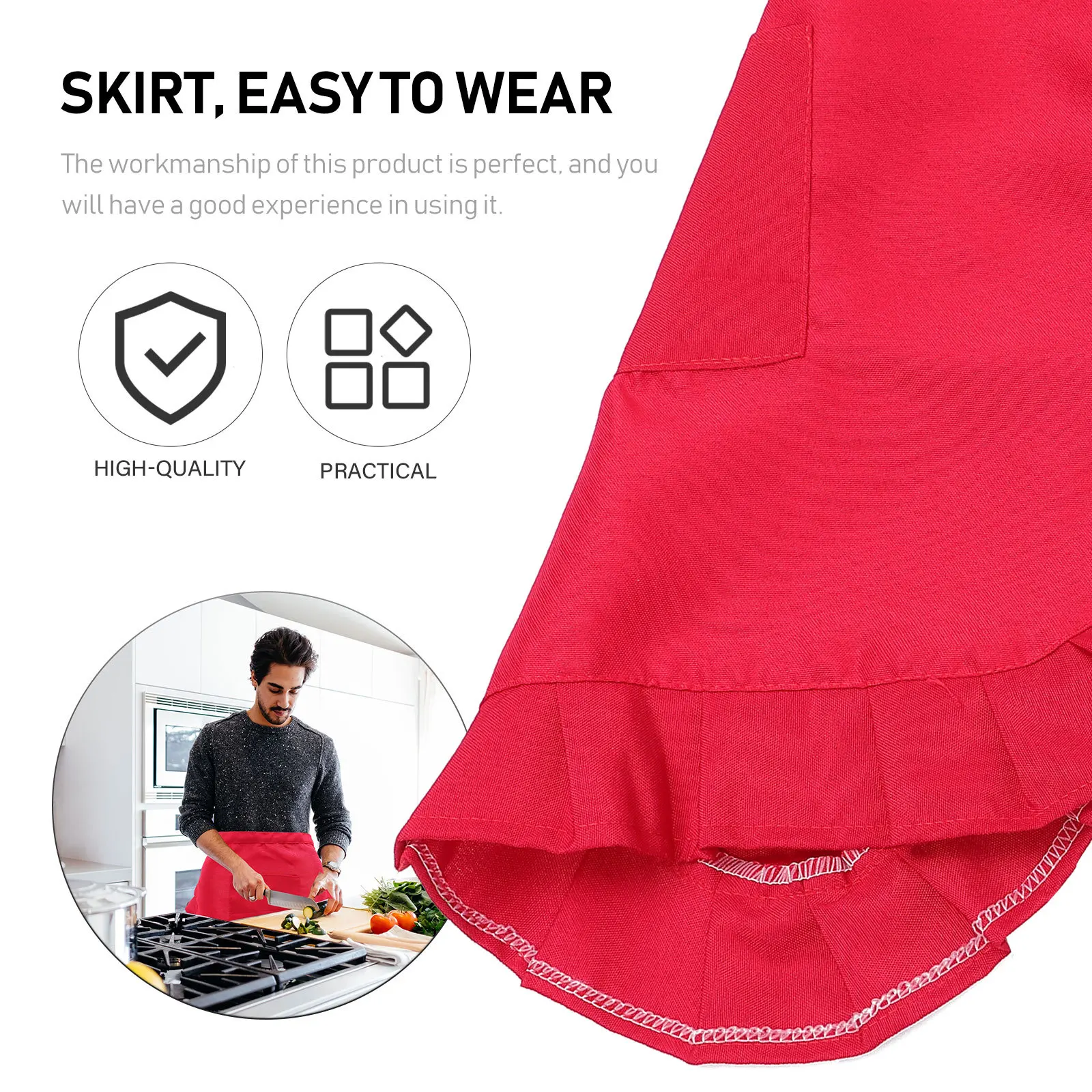 

1pc Lace Half-Length Oil-Proof Kitchen Apron For Women Men With Pocket Cooking Workwear Lightweight Simple Apron