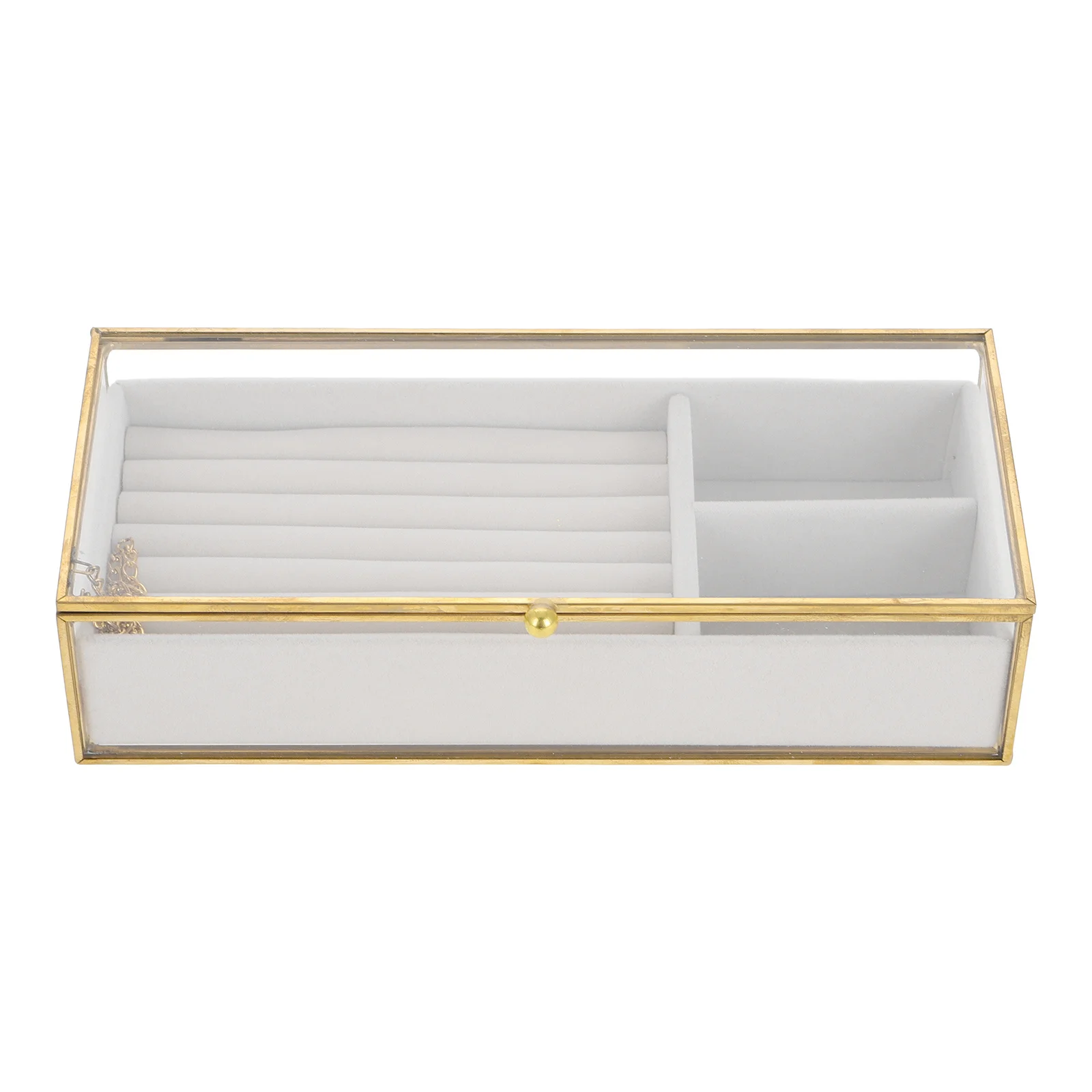 

Golden Frame Glass Jewelry Box Vintage Display Case Organizer Earring Ring Necklace Jewelry Storage Keeper Earring Organizer Box