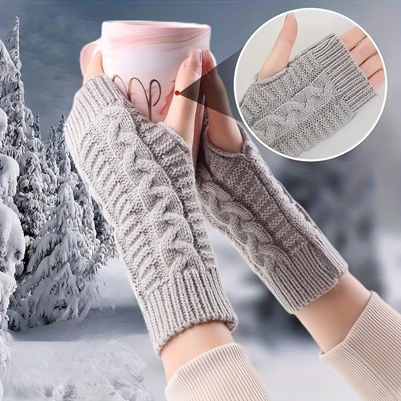 New Women Hand Warmer Winter Gloves Fashion Knitting Faux Wool Mitten Warm Fingerless Glove Gants Femme Women Gloves
