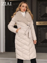 ZIAI Women's winter coat Parkas fur wool Large lapel Collar Cotton Jacket Women Winter Long Jacket Casual down jackets ZR-8690