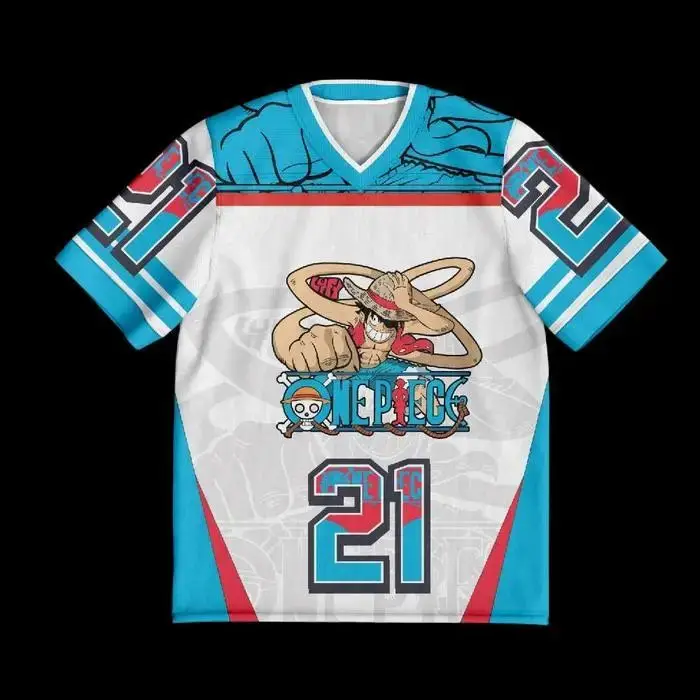 

One Piece Luffy Anime Y2k Korean Style Kpop Baseball Hockey 21 Jersey T-shirt Fashion Streetwear Anime Daily Unisex Tops Tees