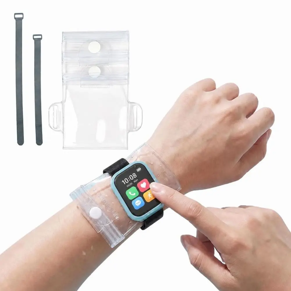 Clear Waterproof Smartwatch Pouch Touchscreen Wrist Wearable Waterproof Watch Cover Triple Seal Smartwatch Protective Case