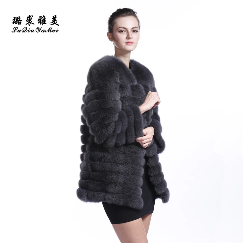 2023 New Real Fur Coat 100% Natural Fur Coat Women Winter Warm Fur Fox Coat High-Quality Fur Round Collar Design Free Shipping