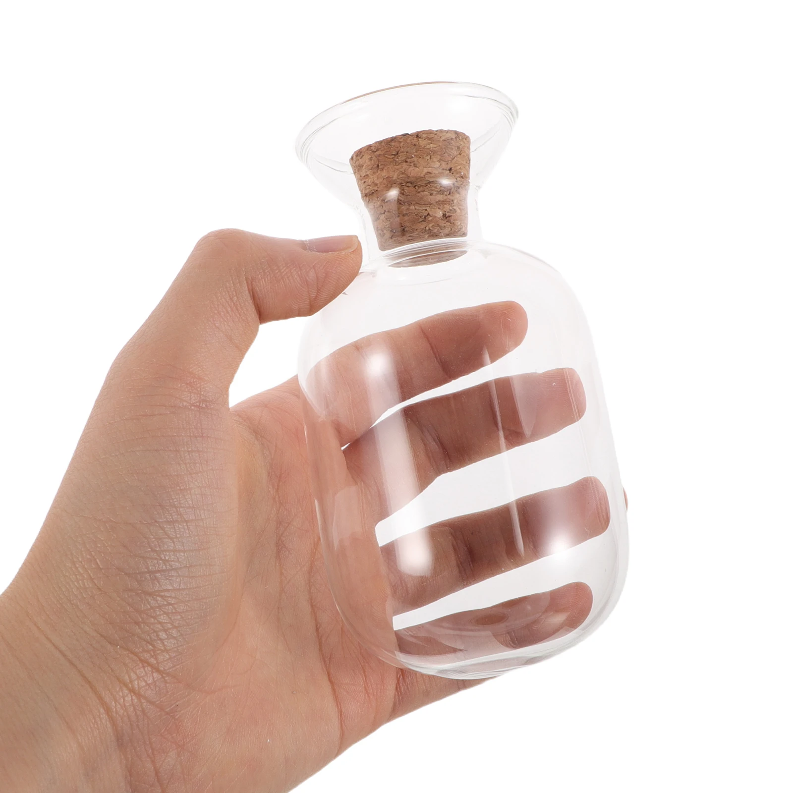 

Elegant Glass Sample Bottle Transparent Cork Stopper Decorative Match Cloche Jar Unique Inverted Design Fireplace for Matches