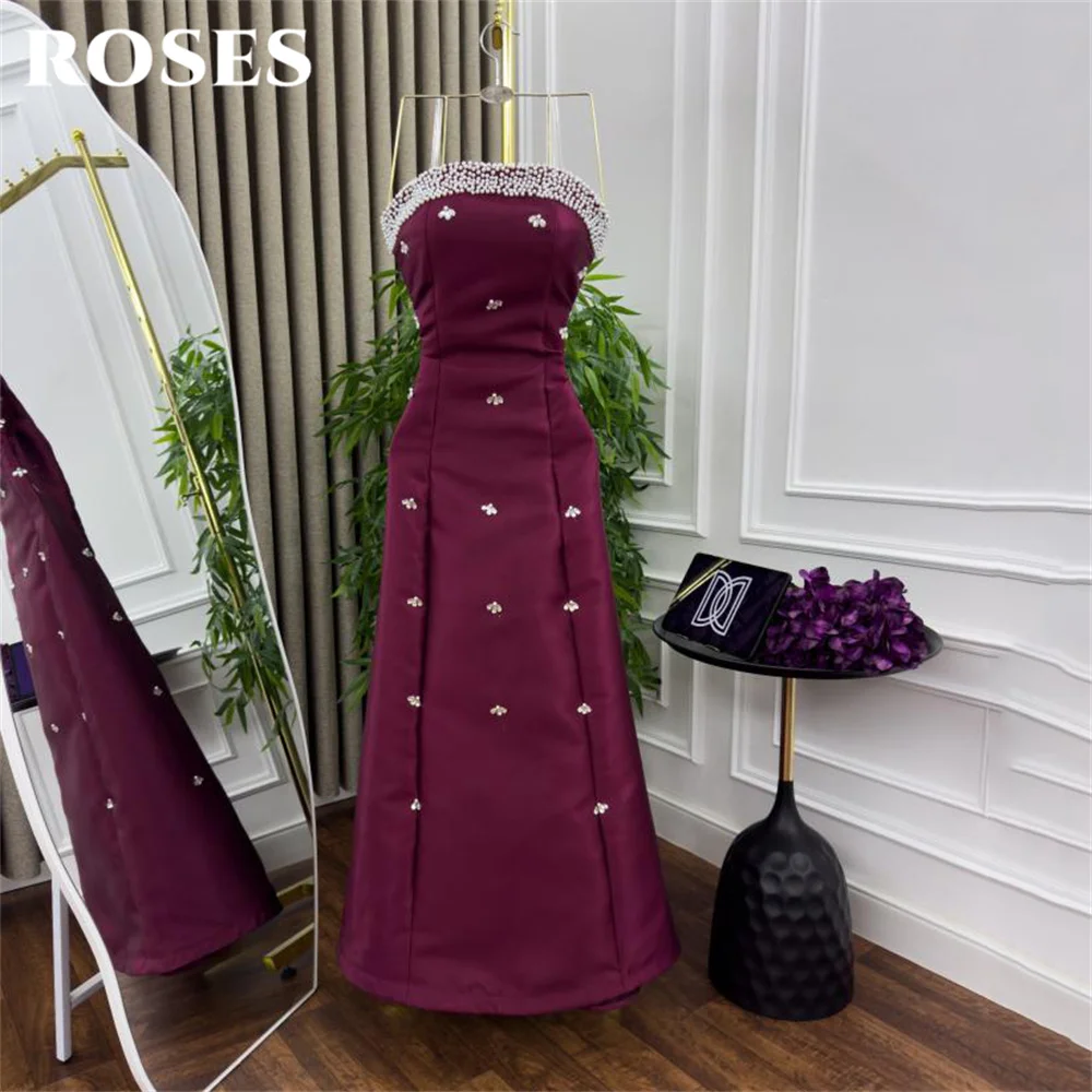 

ROSES бордовое вечернее платье без бретелек платья для выпускного вечера украшения из бисера вечернее вечернее платье robe de bal для женщин по индивидуальному заказу