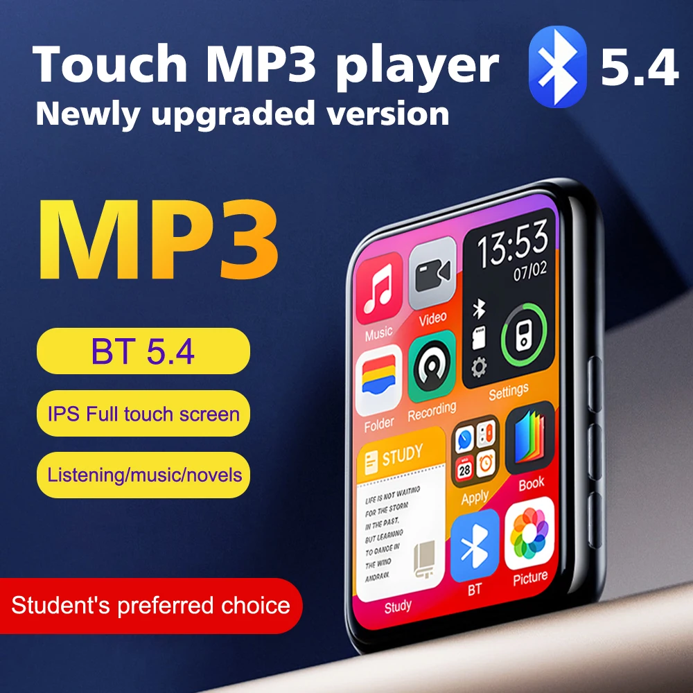 

MP3-плеер Bluetooth 5,4, 32 ГБ, 2,4-дюймовый сенсорный экран, Hi-Fi музыкальный плеер с динамиками/регистратором/электронными книгами/блокировкой одним касанием