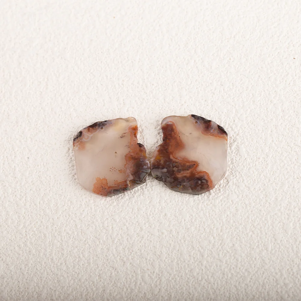Handmade Jewelry Natural Stone Agate Nugget Earring Bead Accessories For Women 30x27x3mm 3g