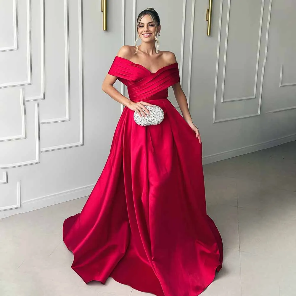 

Catasdate трапециевидное вечернее платье с открытыми плечами, свадебное платье для гостей, плиссированное вечернее платье для женщин по индивидуальному заказу