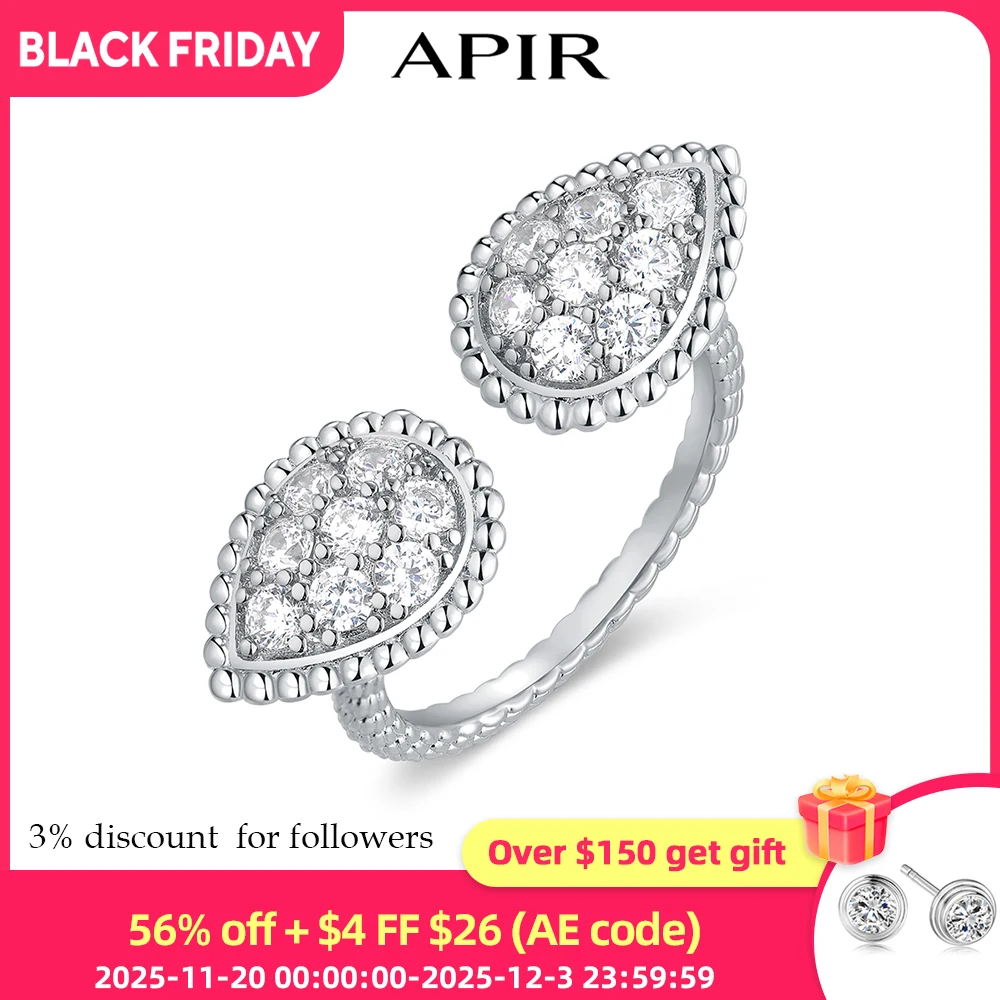 

APIR коготь инкрустированный 5А циркон роскошное кольцо для регулировки открытия латунный бриллиант открытое розовое золото серебряное кольцо для женщин ювелирные изделия Лидер продаж